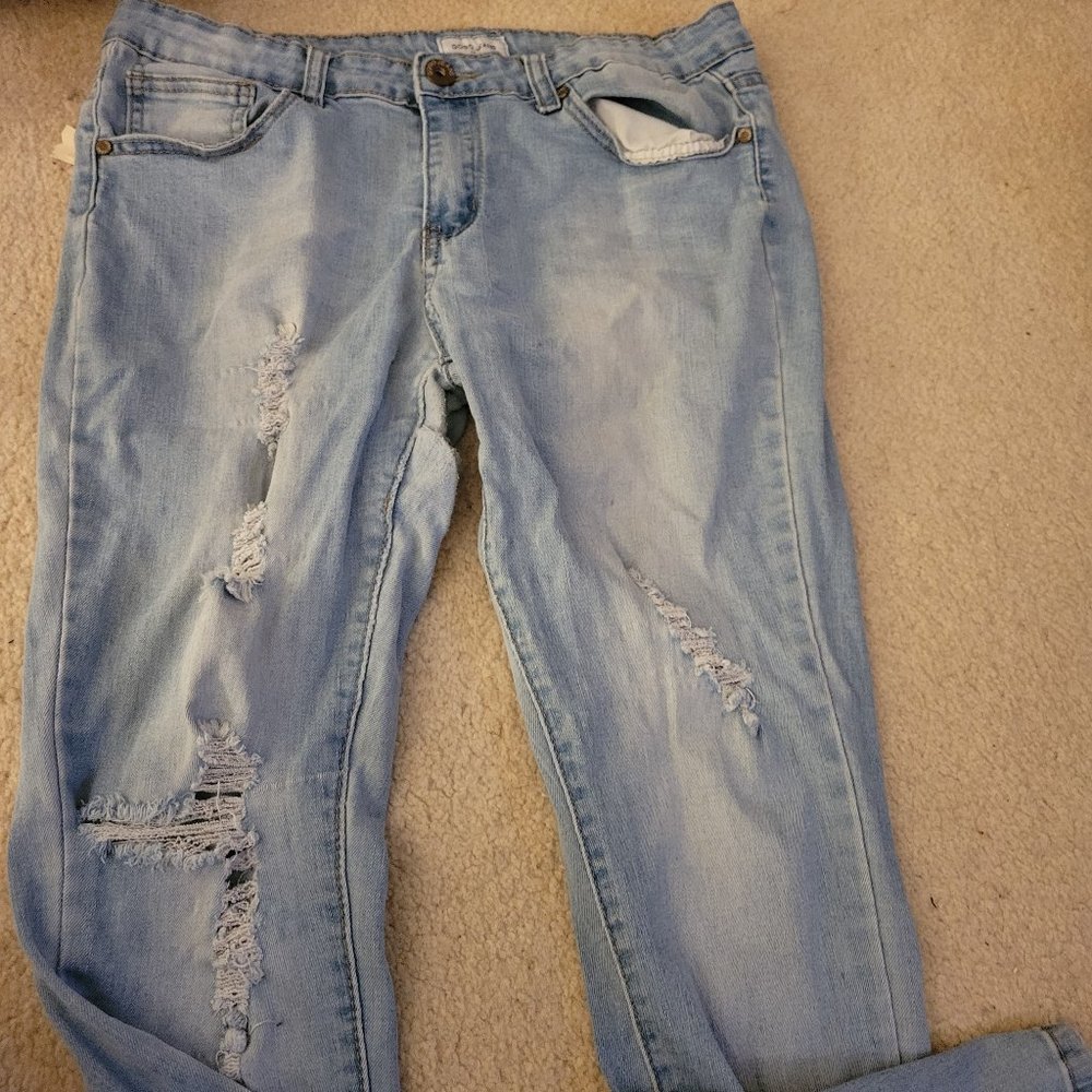 Ripped blue jeans